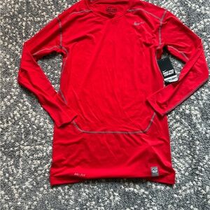 Nike Red & Grey Performance Long Sleeve Top dri fit